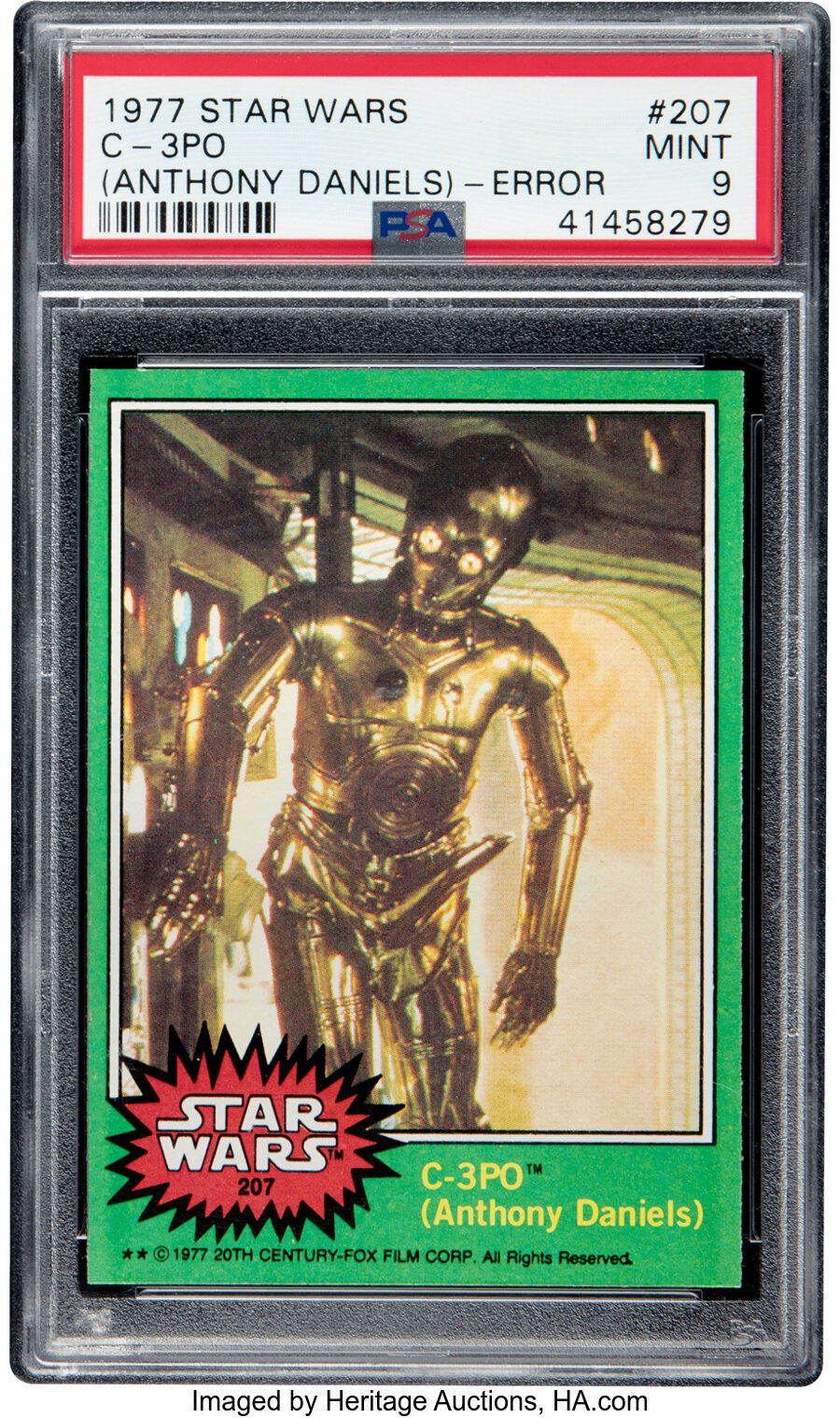 1977 Topps Star Wars C-3PO (Anthony Daniels) - (Error) #207 PSA Mint 9