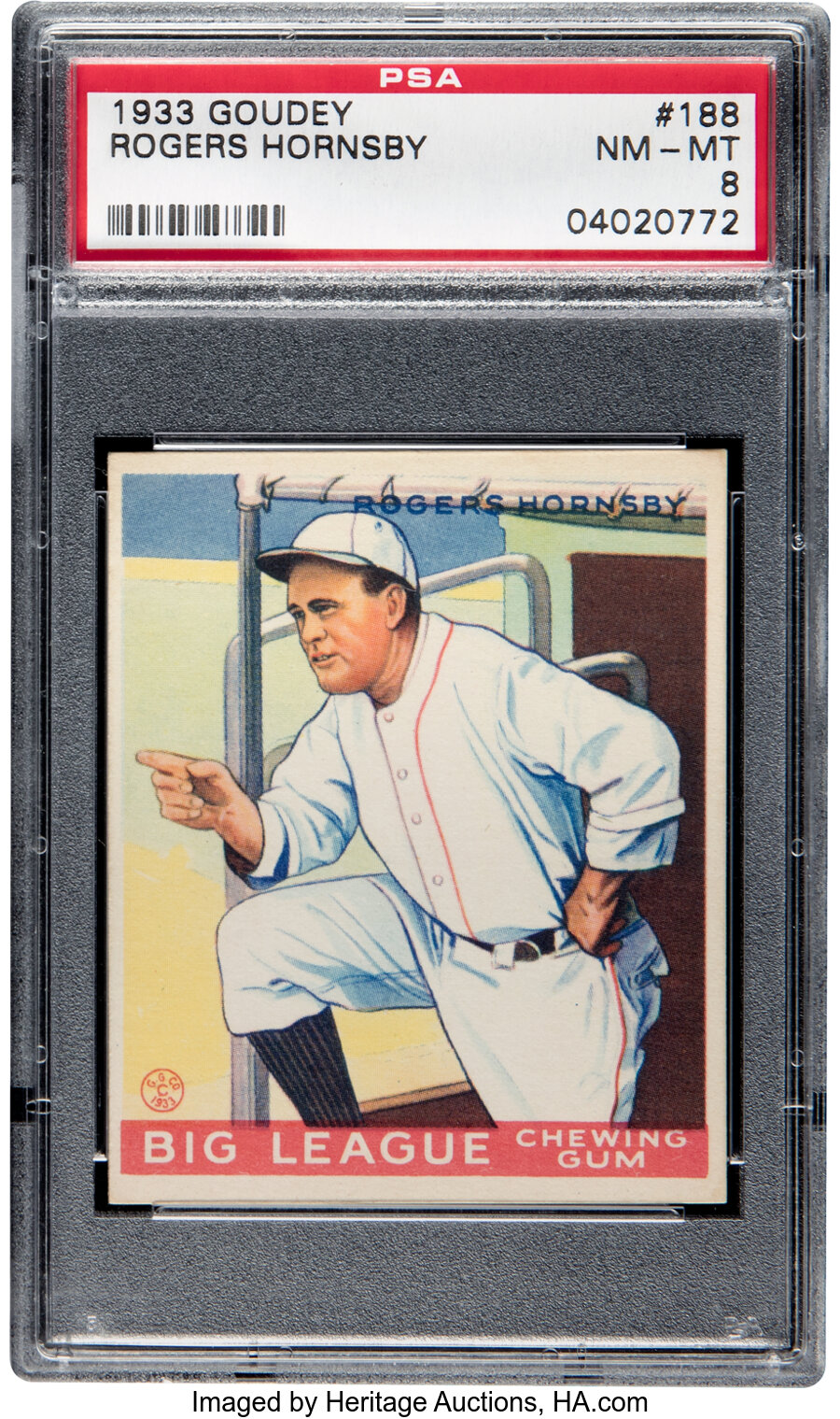 1933 Goudey Rogers Hornsby #188 PSA NM-MT 8