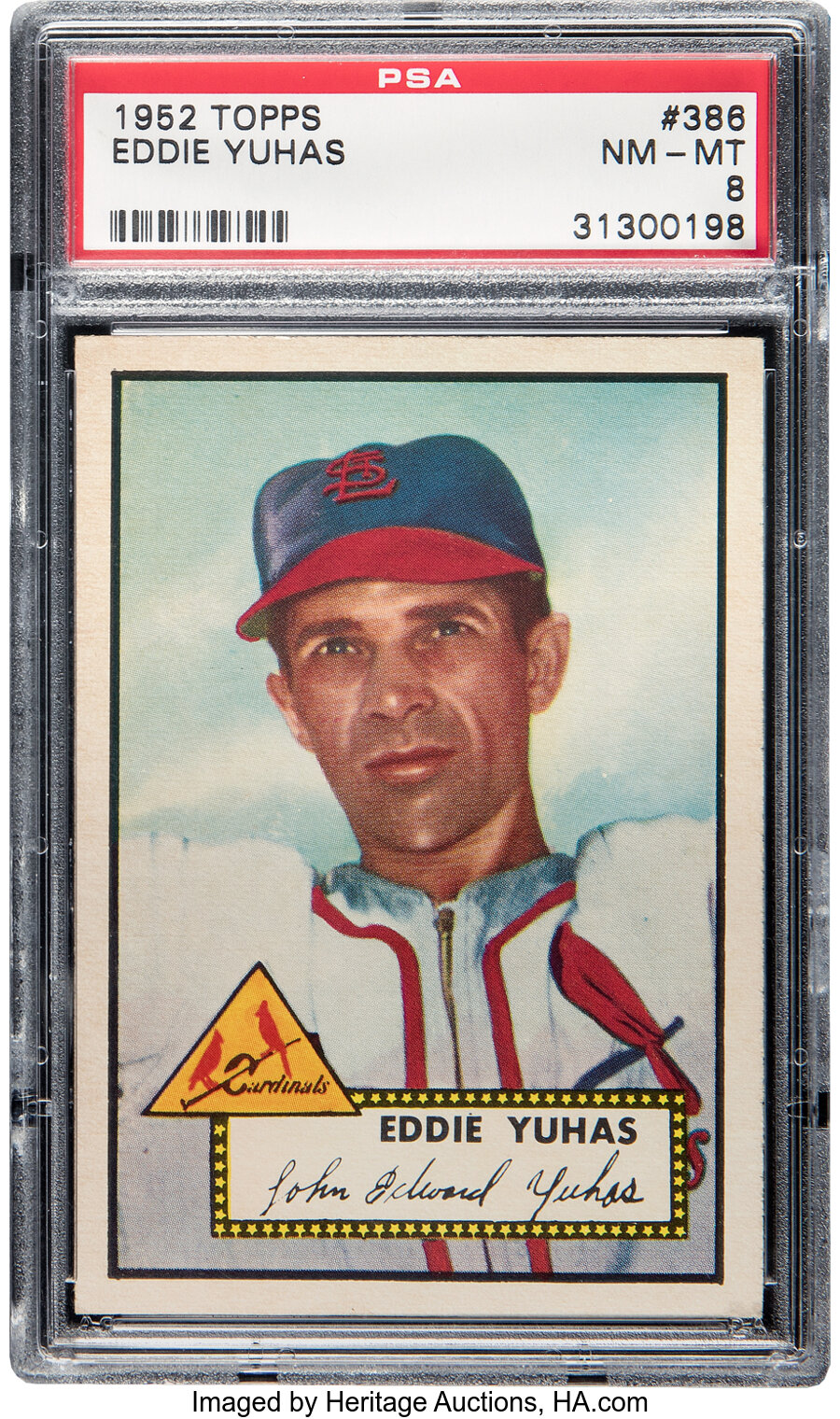 1952 Topps Eddie Yuhas Rookie #386 PSA NM-MT 8