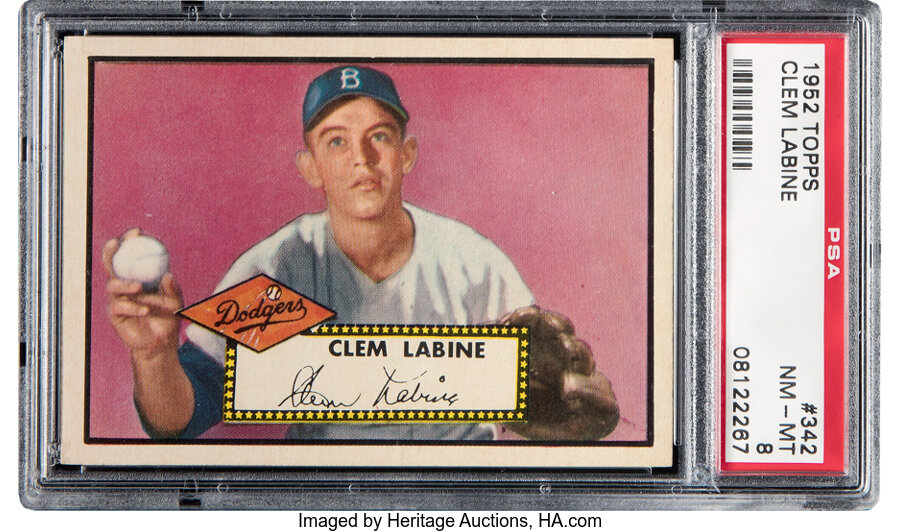 1952 Topps Clem Labine Rookie #342 PSA NM-MT 8