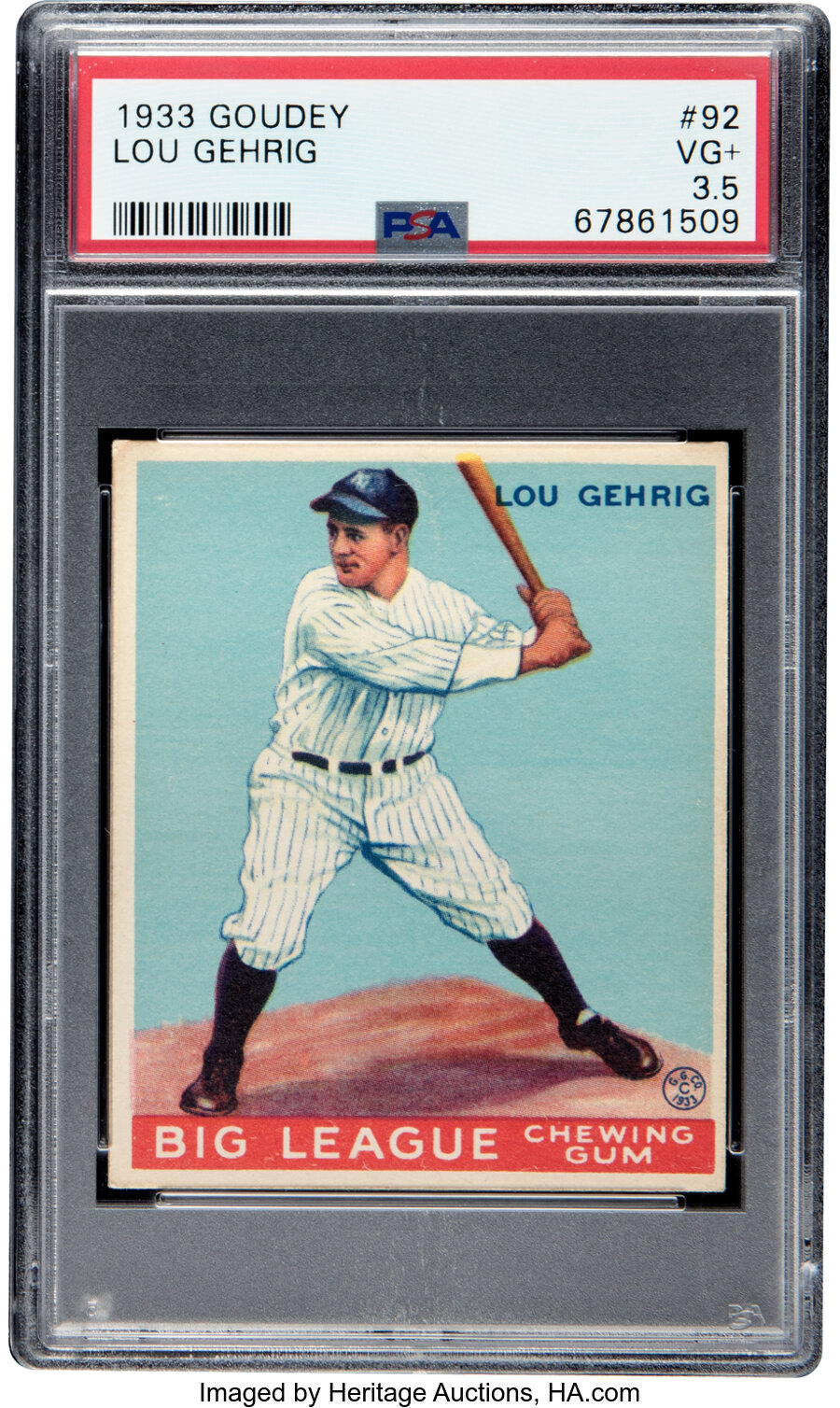 1933 Goudey Lou Gehrig Rookie #92 PSA VG+ 3.5 -New to the Hobby!