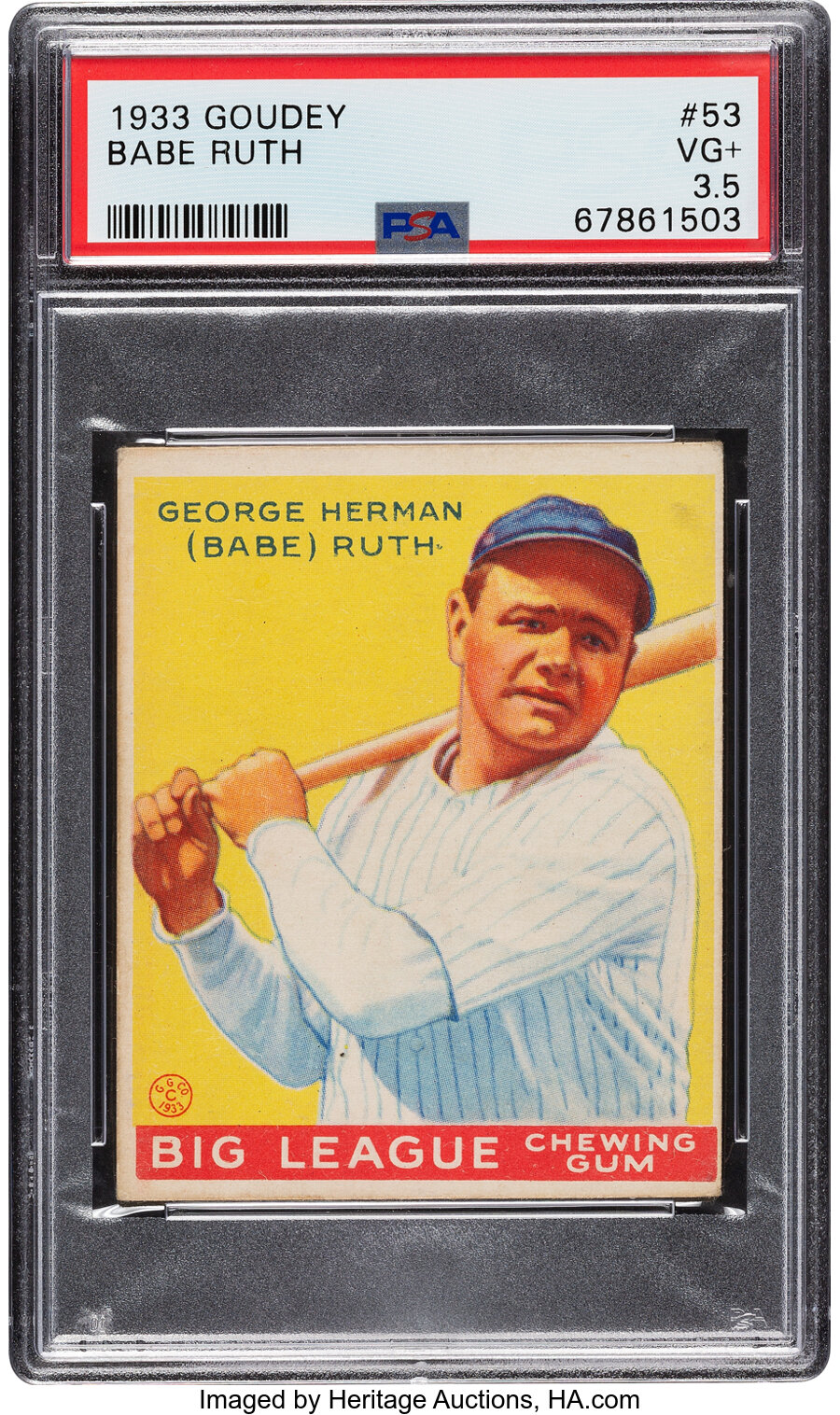 1933 Goudey Babe Ruth #53 PSA VG+ 3.5 - New to the Hobby!