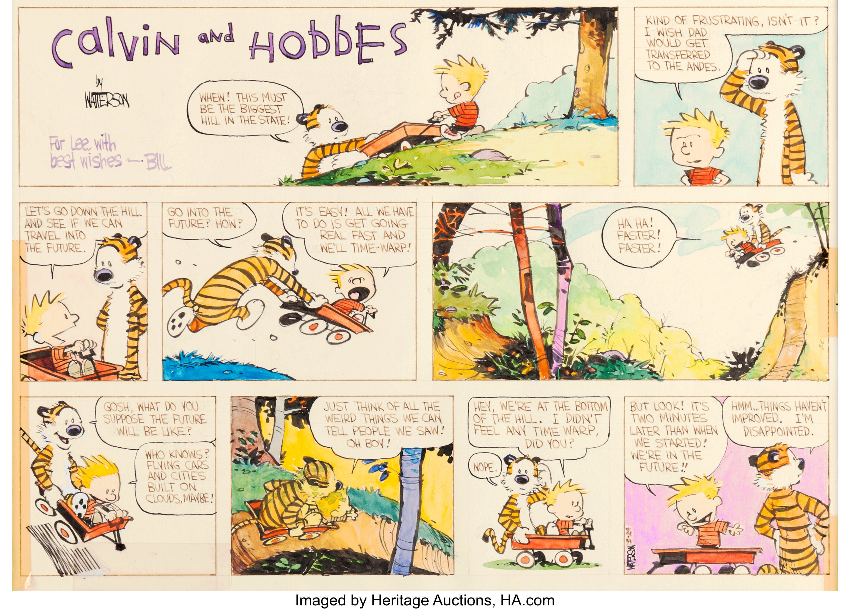 Bill Watterson Calvin And Hobbes Sunday Comic Strip Original Art Lot 91033 Heritage Auctions