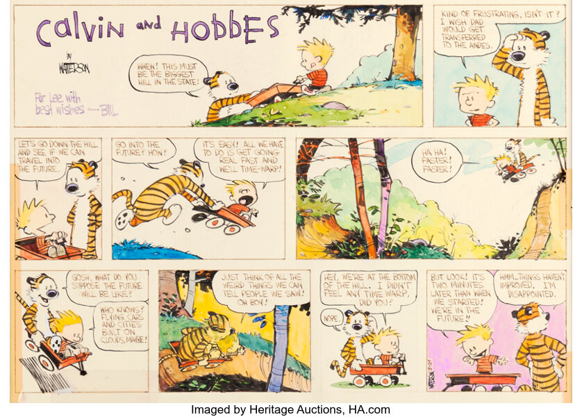 Original Comic Art:Comic Strip Art, Bill Watterson Calvin and Hobbes Sunday Comic Strip Original Art dated 5-24-87 (Universal Pr...