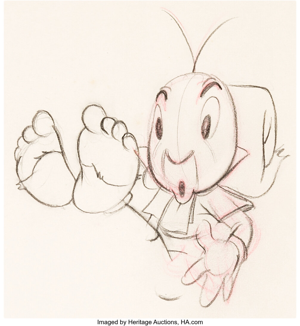 Pinocchio Jiminy Cricket Animation Drawing (walt Disney, 1940 