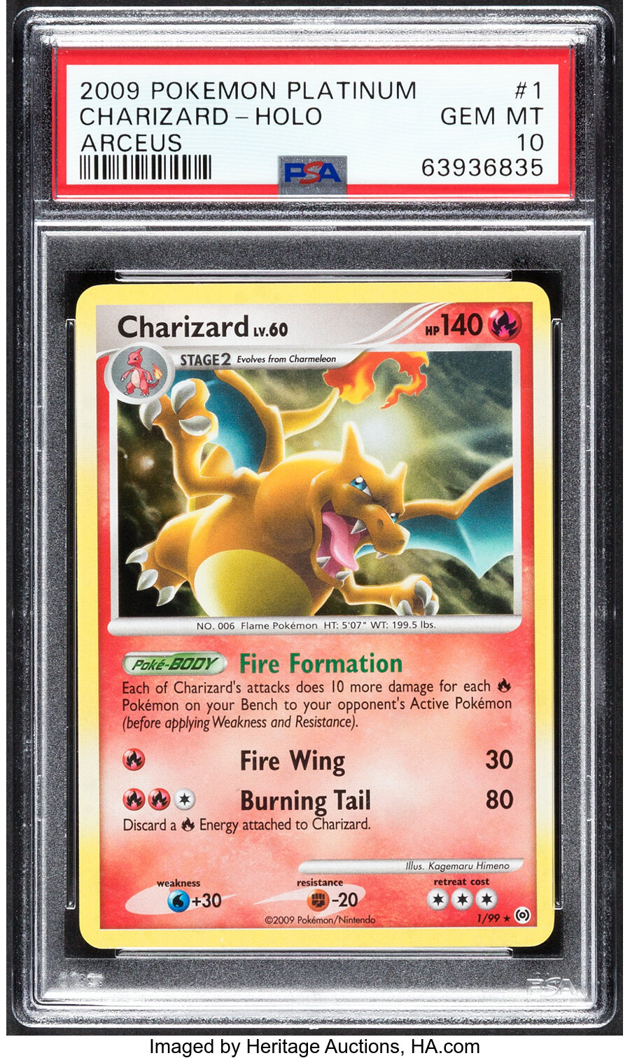 Pokemon Charizard #1 Platinum: Arceus PSA Trading Card Game Gem Mint 10 (The Pokemon Company, 2009) Holo, Rare