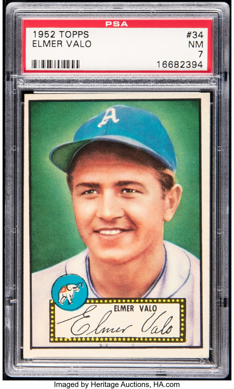 1952 Topps Elmer Valo (Black Back) #34 PSA NM 7