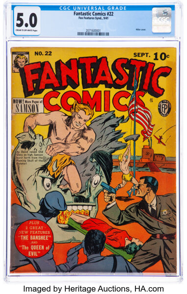 Golden Age (1938-1955):Superhero, Fantastic Comics #22 (Fox, 1941) CGC VG/FN 5.0 Cream to off-white pages....