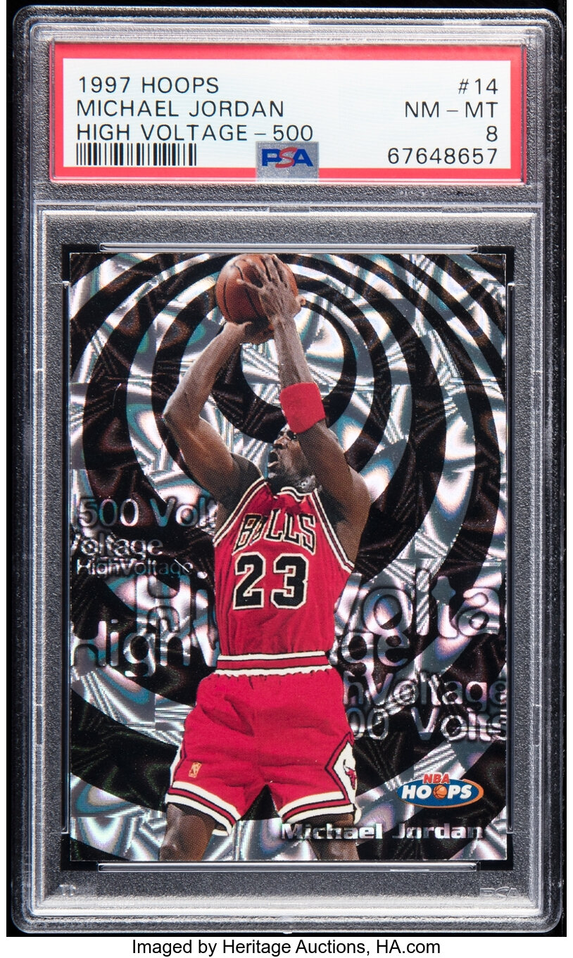 1997 Hoops Michael Jordan (High Voltage-500 Volts) #14 PSA NM-MT 8 ...