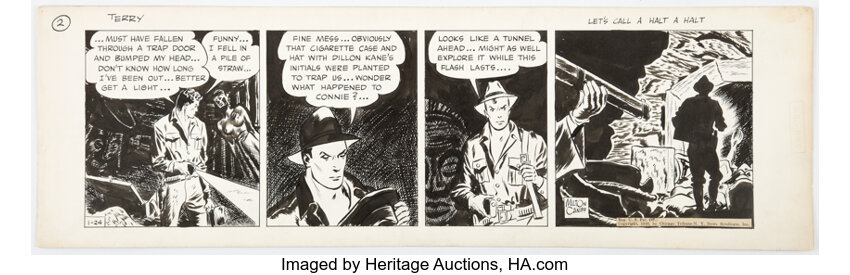 Milton Caniff Terry and the Pirates Daily Comic Strip Original Art dated 1-24-39 (Chicago Tribune-N.Y. News Syndic...