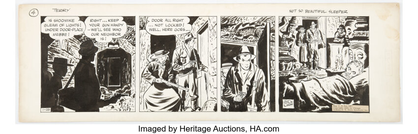 Milton Caniff Terry and the Pirates Daily Comic Strip Original Art dated 1-26-39 (News Syndicate, 1939). ...