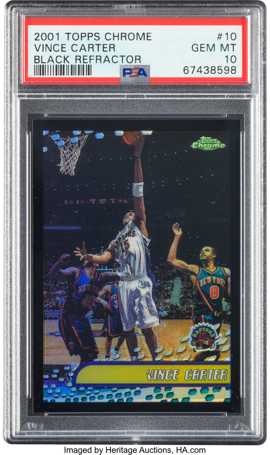 2001 Topps Chrome Vince Carter (Black Refractor) #10 PSA Gem Mint 10 - #'d 16/50