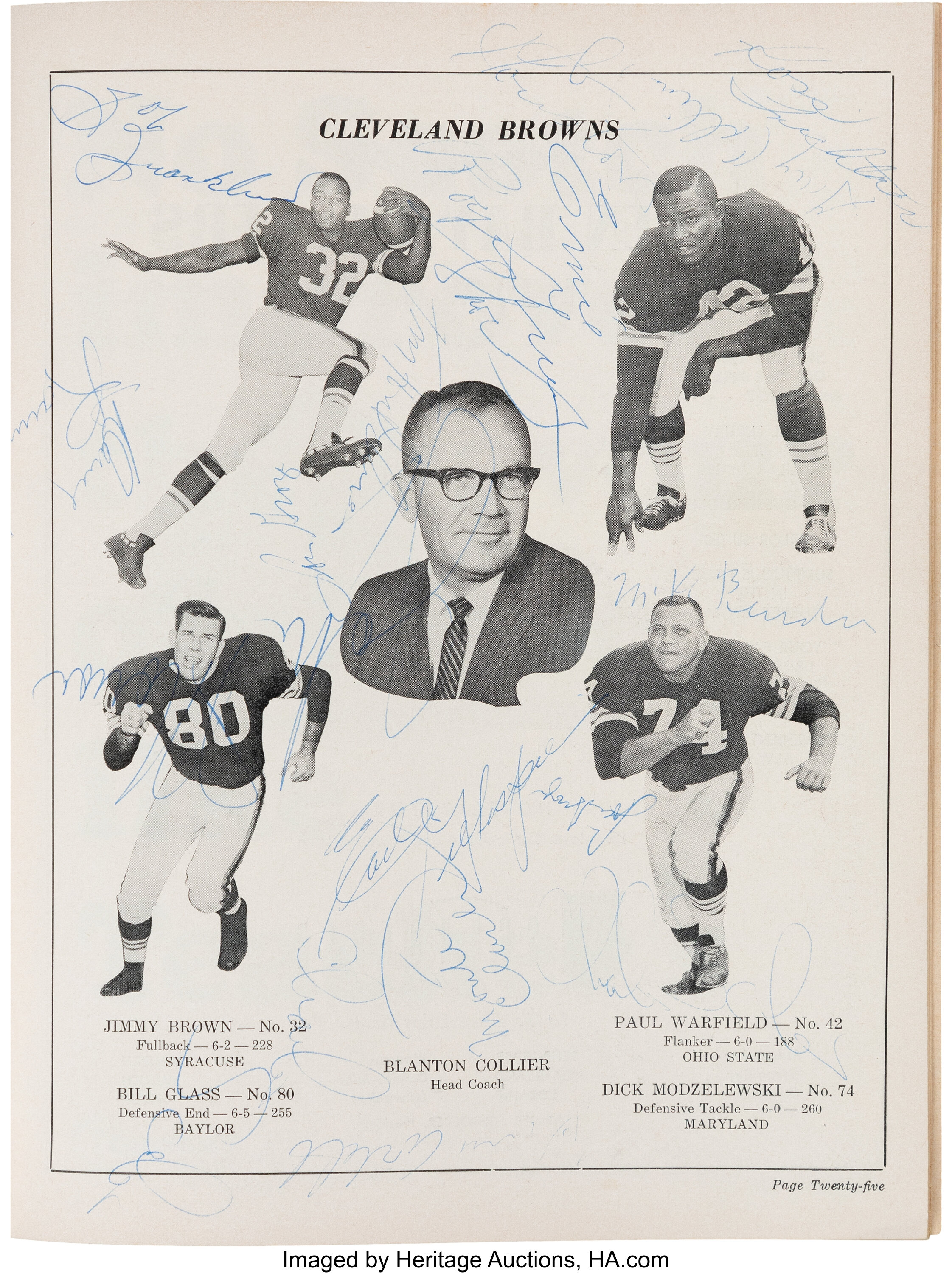 1964 Cleveland Browns Team Signed Program. ... Football | Lot #60090 ...