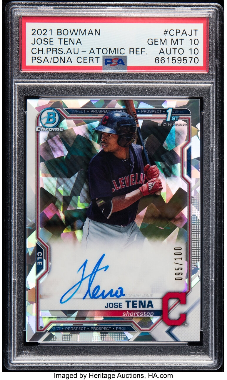 2021 Bowman Jose Tena (Chrome Prospect Autographs-Atomic Refractor) #CPA-JT PSA Gem Mint 10, Auto 10 - #'d 95/100