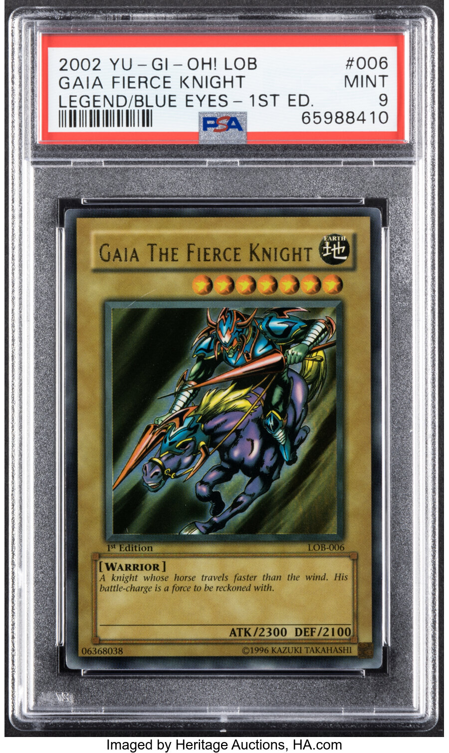 Yu-Gi-Oh! Gaia The Fierce Knight 006 1st Edition Legend of Blue Eyes PSA Trading Card Game MINT 9 (Konami, 2002) Ultra Rare, W