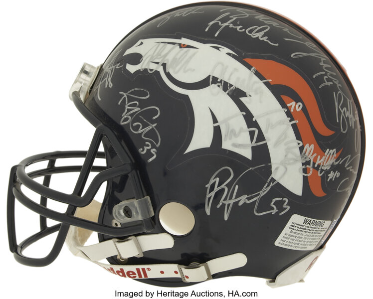 Mid-90's Denver Broncos Team Signed Helmet. The 1996 edition of