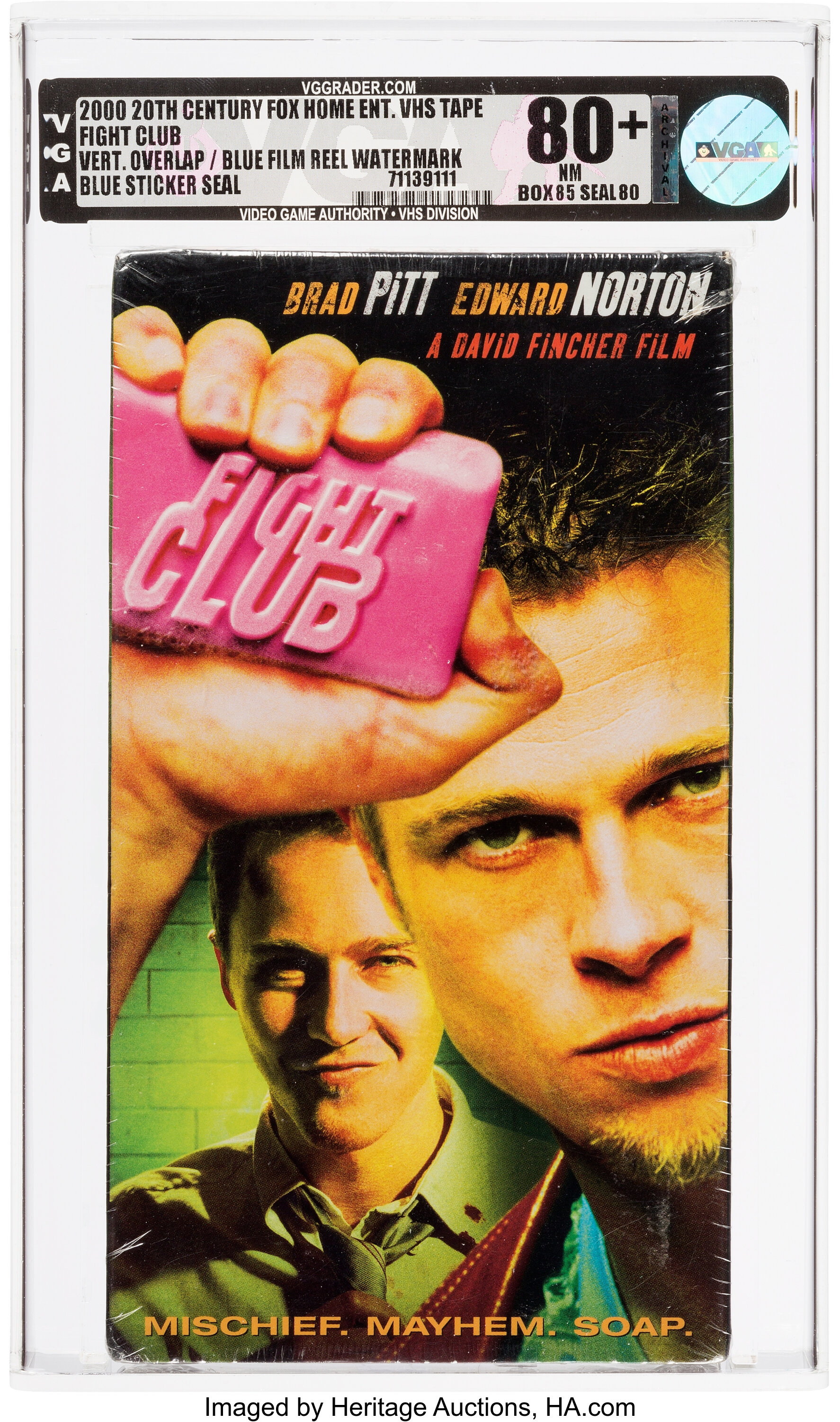 Fight Club VHS 2000 - VGA 80+ NM, Blue Film Reel Watermarks, Blue | Lot ...