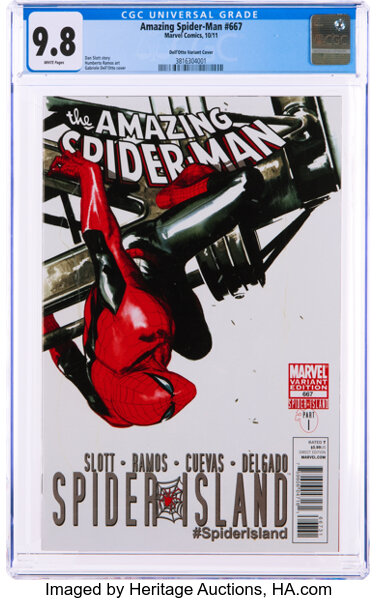 Modern Age (1980-Present):Superhero, The Amazing Spider-Man #667 Dell'Otto Variant Cover (Marvel, 2011) CGC NM/MT 9.8 White pages.