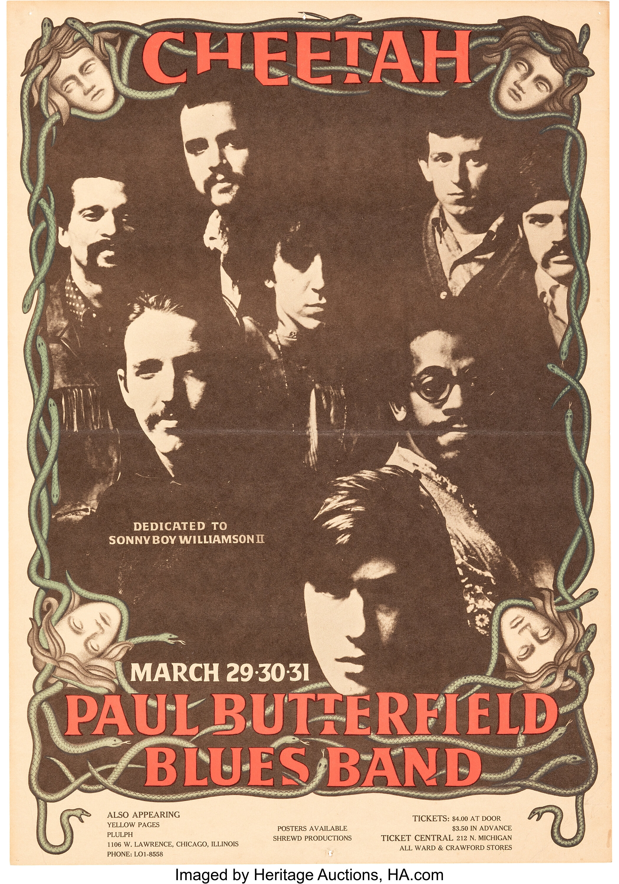 Paul Butterfield Blues Band 1968 Chicago, IL Concert Poster.... | Lot ...