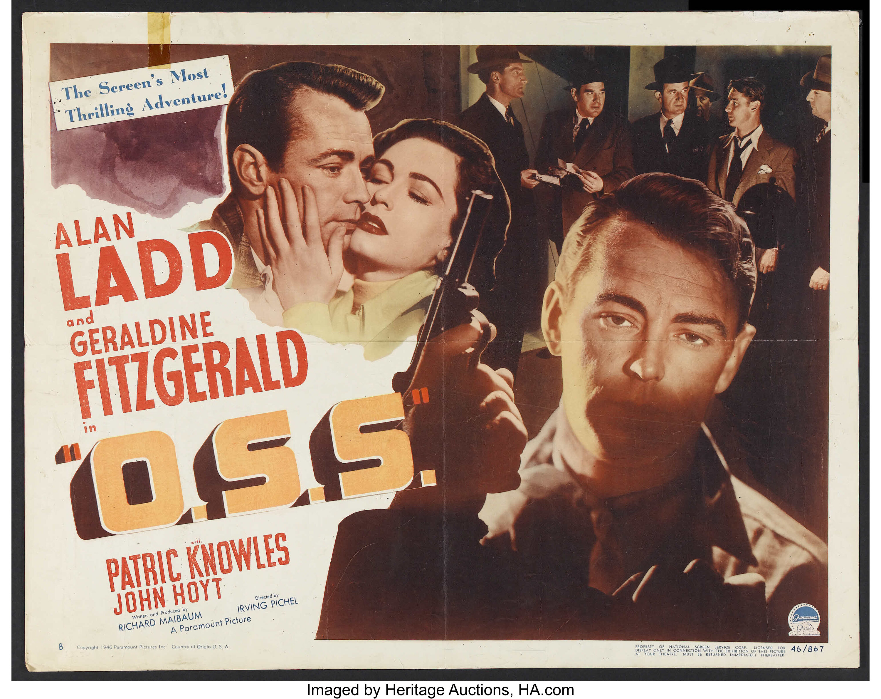 O.S.S. (Paramount, 1946). Half Sheet (22