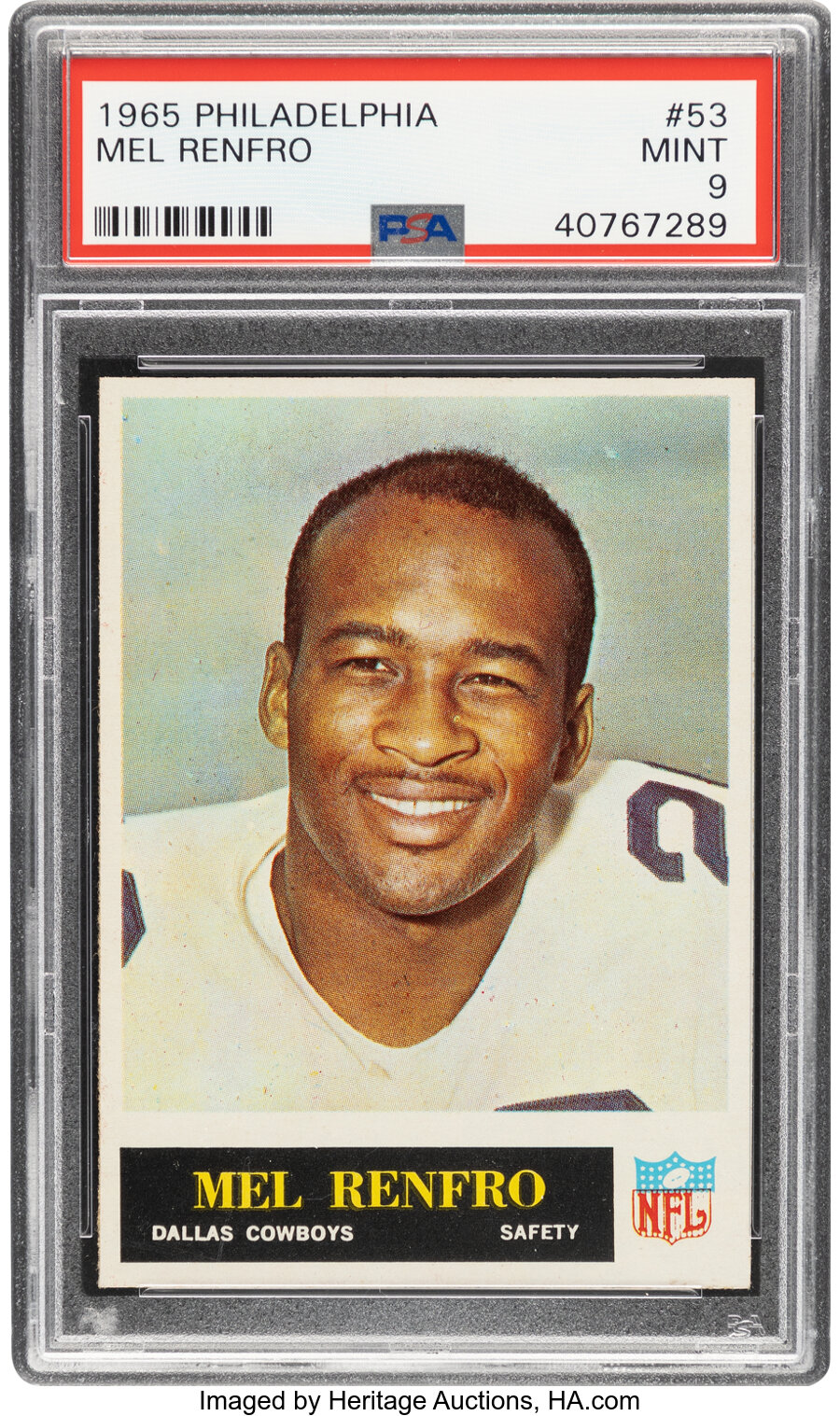 1965 Philadelphia Mel Renfro Rookie #53 PSA Mint 9 - None Higher!