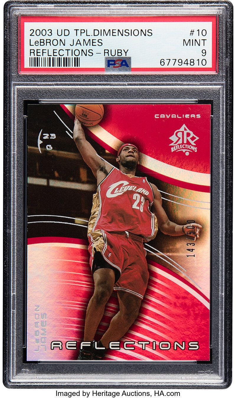 2003 Upper Deck Triple Dimensions LeBron James (Reflections-Ruby) Rookie #10 PSA Mint 9 - #'d 143/500