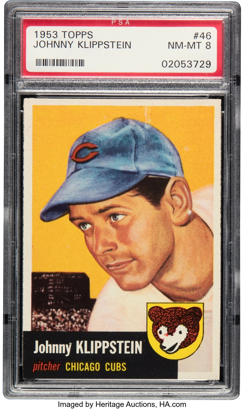 1953 Topps Johnny Klippstein #46 PSA NM-MT 8 - Only Two Higher!