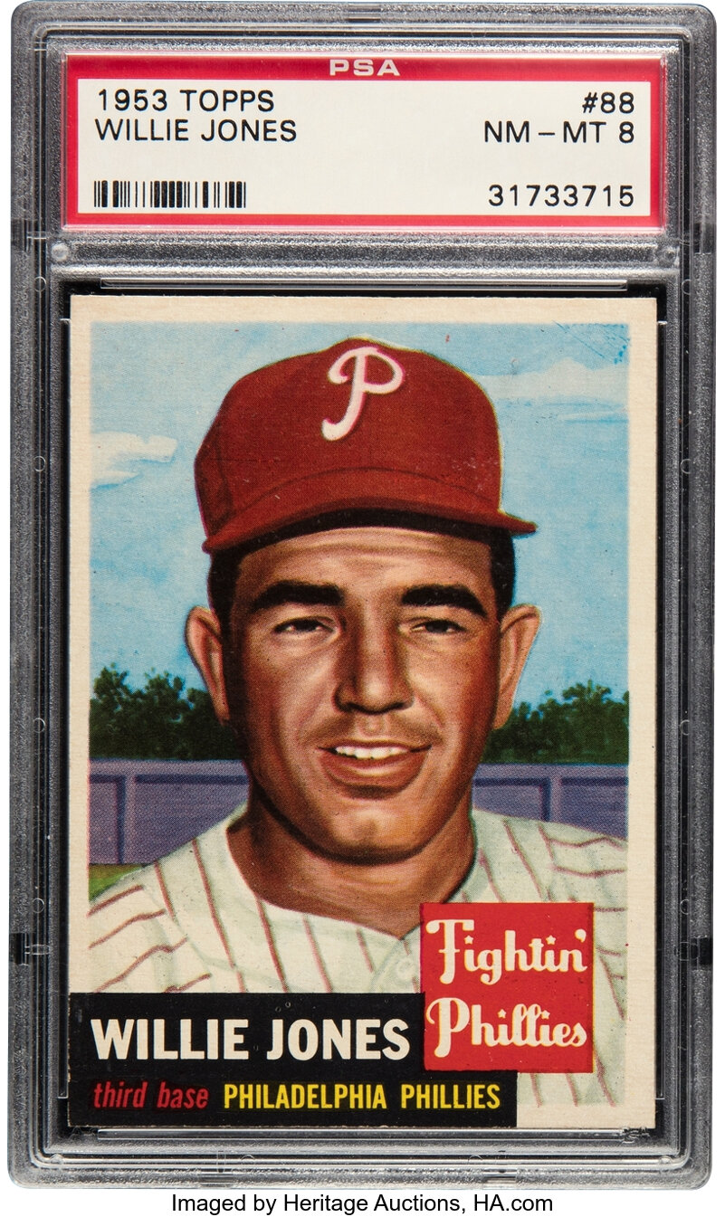 1953 Topps Willie Jones #88 PSA NM-MT 8 - Only One Higher!