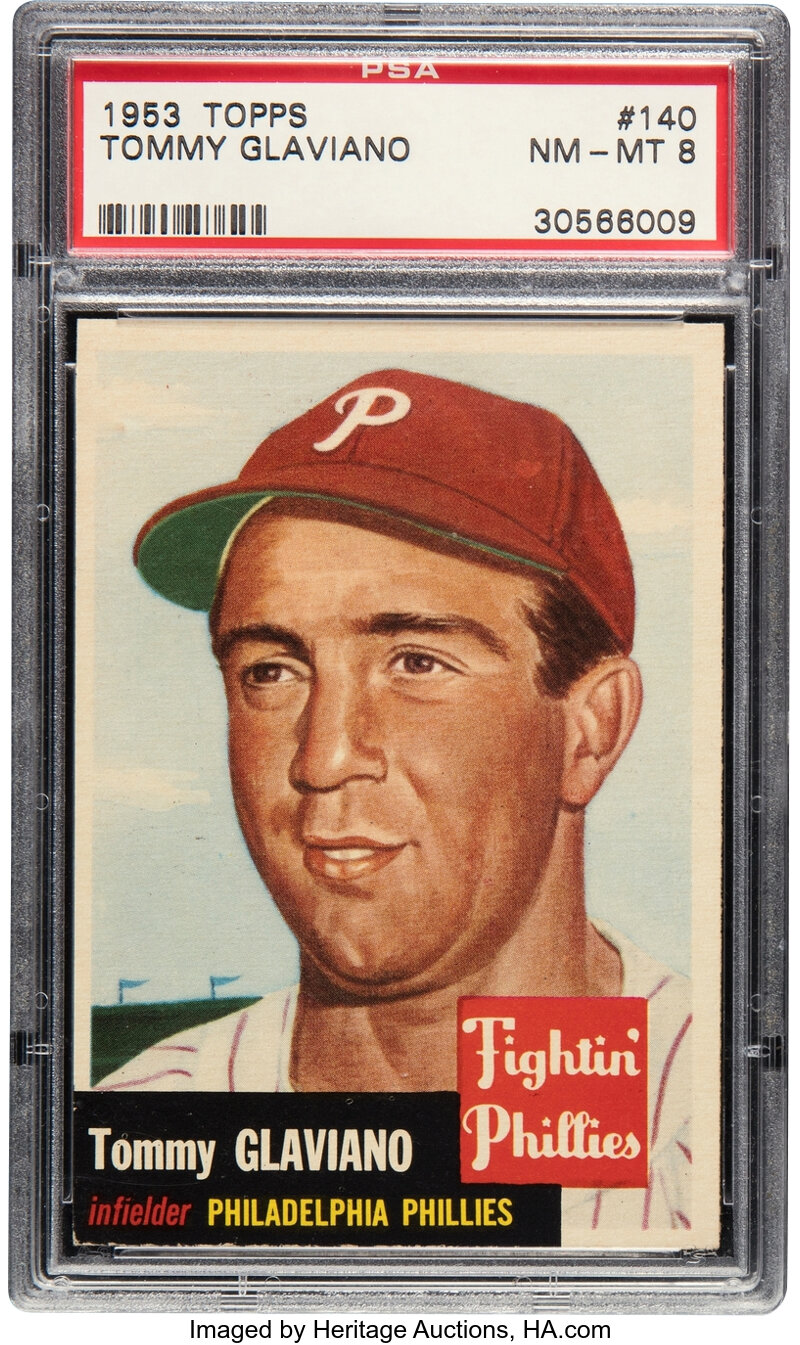 1953 Topps Tommy Glaviano #140 PSA NM-MT 8 - Only Two Higher!