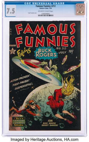 Golden Age (1938-1955):Science Fiction, Famous Funnies #212 (Eastern Color, 1954) CGC VF- 7.5 Off-white to white pages....