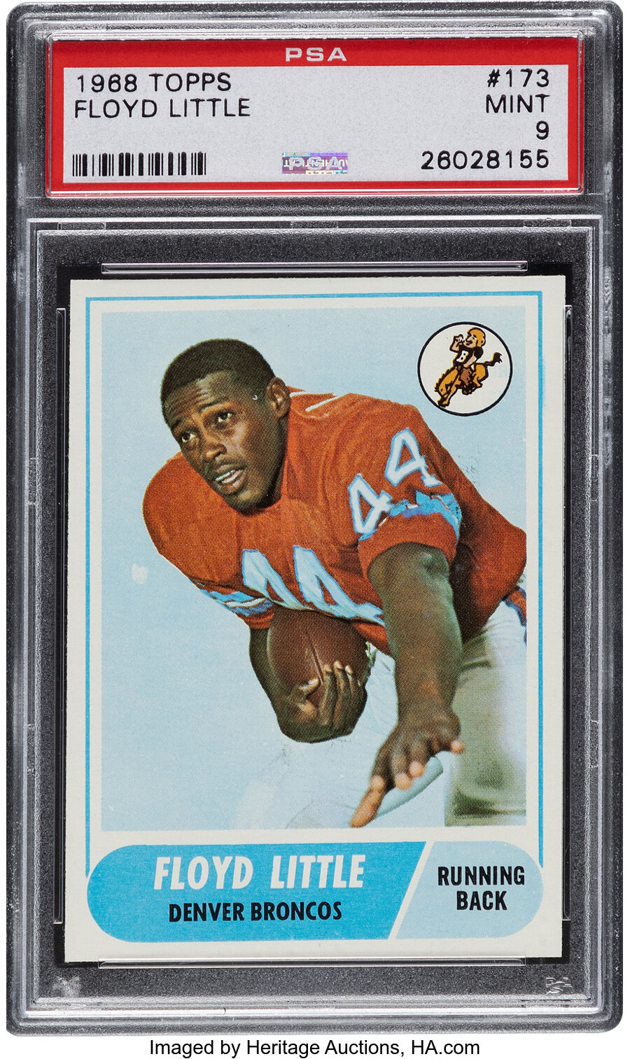 1968 Topps Floyd Little Rookie #173 PSA Mint 9 - Only Two Higher