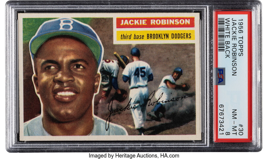 1956 Topps Jackie Robinson (White Back) #30 PSA NM-MT 8