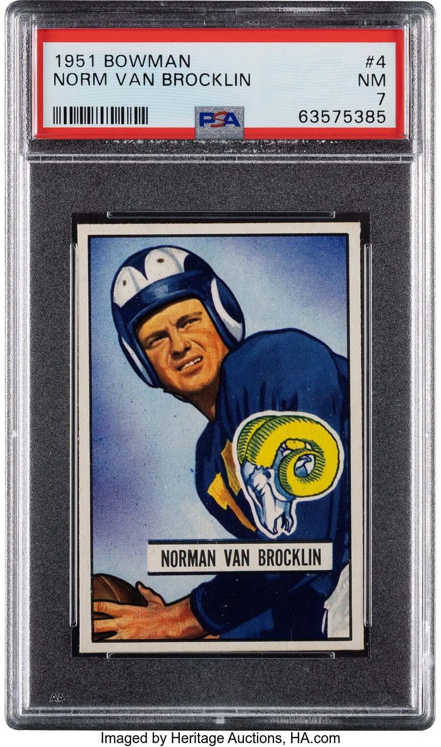 1951 Bowman Norm Van Brocklin Rookie #4 PSA NM 7