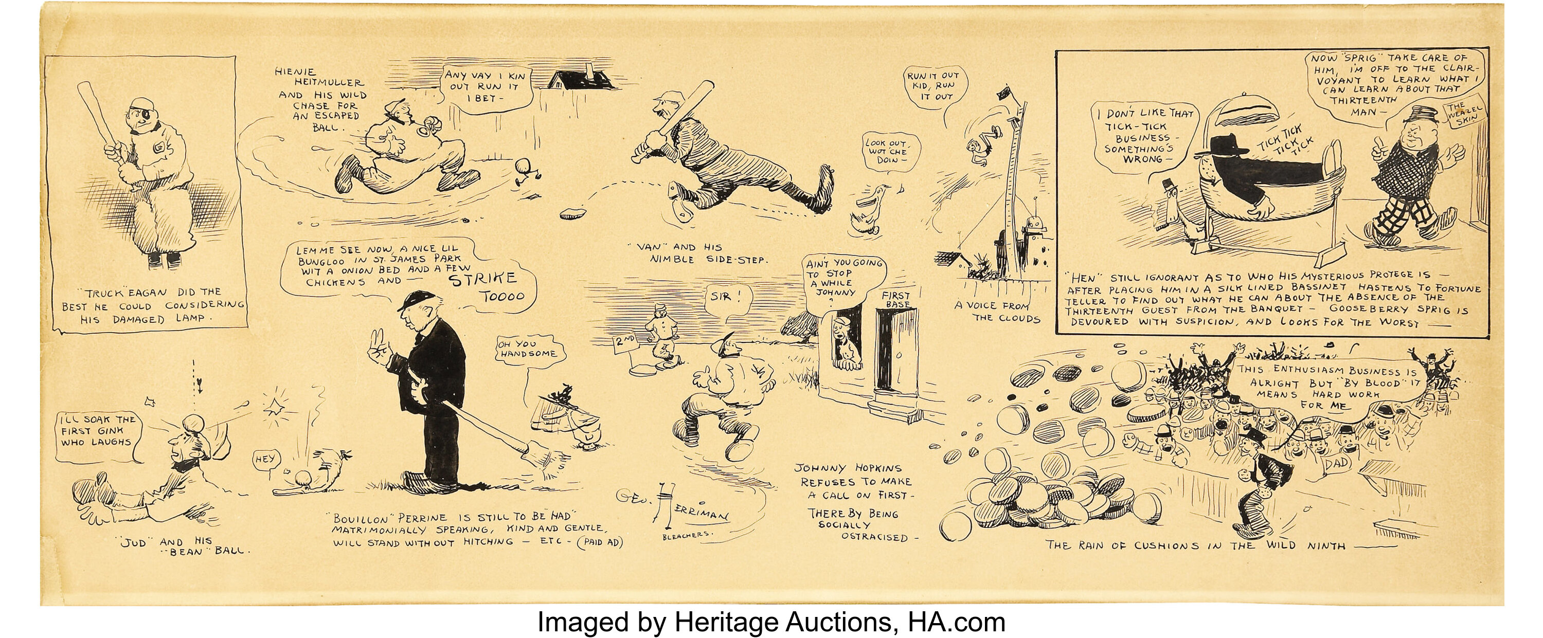 George Herriman Baseball Sports Cartoon Featuring A Gooseberry Lot Heritage Auctions