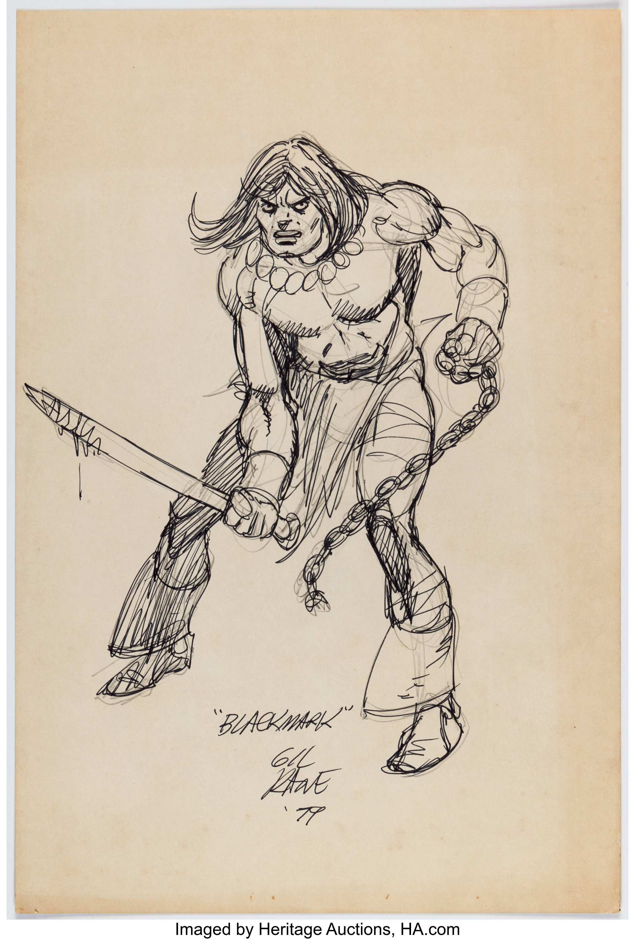 Gil Kane - Blackmark Sketch Original Art (1979). ... Original Comic ...