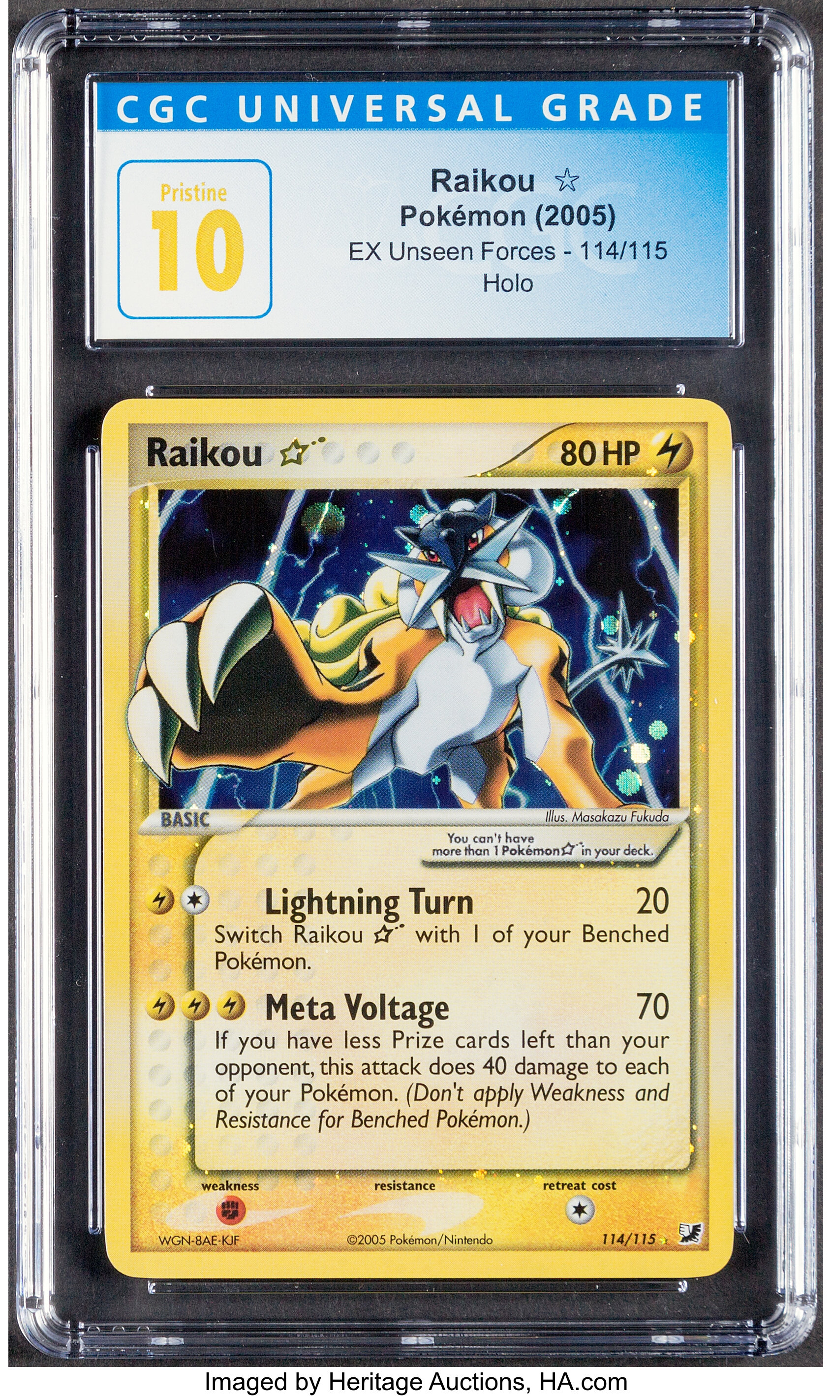 Pokémon Raikou #114 EX Unseen Forces CGC Trading Card Game Pristine ...