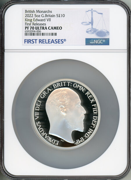 Elizabeth II silver Proof "King Edward VII" 10 Pounds 5 oz) 2022 PR70  Ultra Cameo NGC, 70 NGC