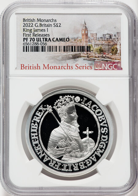 Elizabeth II silver Proof "King James I" 2 Pounds (1 oz) 2022 PR70  Ultra Cameo NGC, 70 NGC