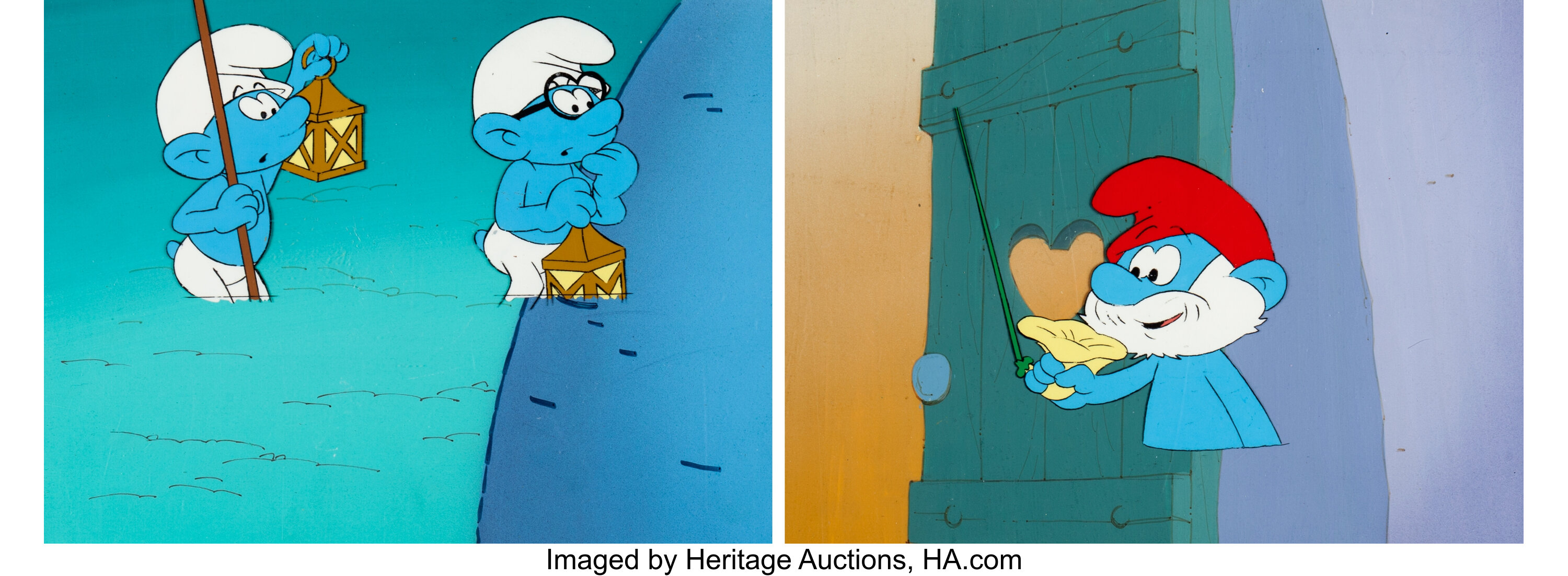 The Smurfs Smurf Papa Smurf And Brainy Smurf Production Cel With Lot 48329 Heritage Auctions 4436