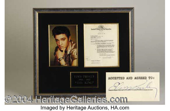 Elvis Presley Signed Document for Wild In The Country Autographs | Lot ...