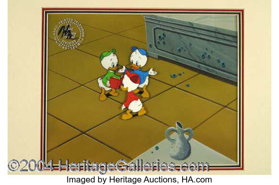 Duck Tales Nephews Animation Cel And Production Backfround - 