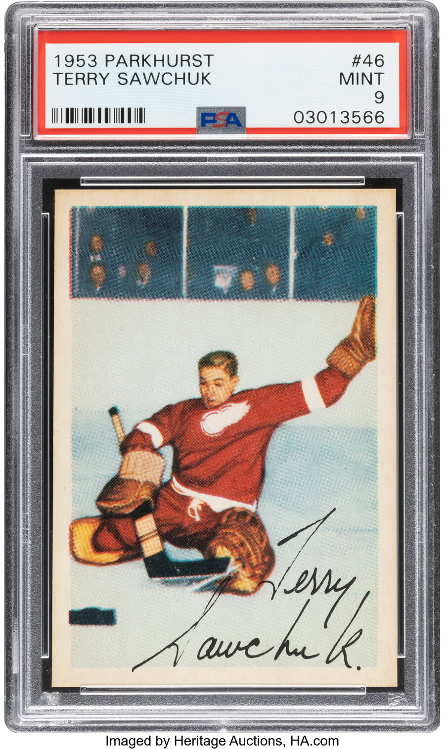 1953 Parkhurst Terry Sawchuk #46 PSA Mint 9 - Pop Five, None Higher