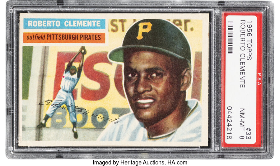 1956 Topps Roberto Clemente (White Back) #33 PSA NM-MT 8