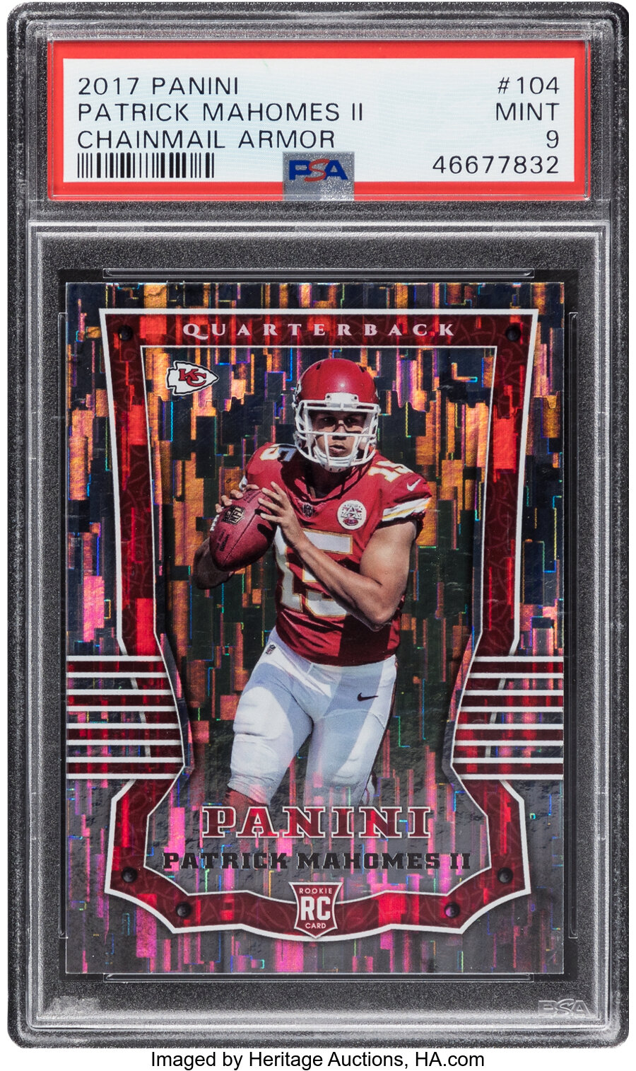 2017 Panini Patrick Mahomes II (Chainmail Armor) Rookie #104 PSA Mint 9