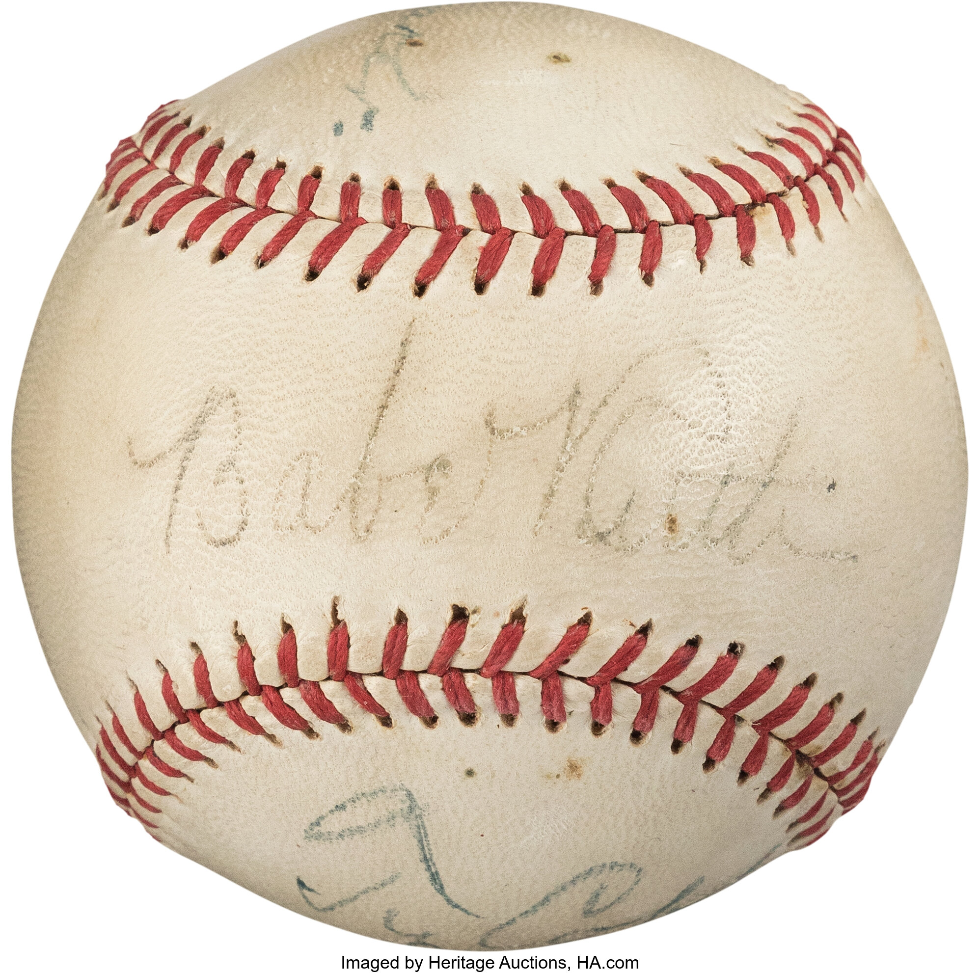 Early 1940's Babe Ruth, Ty Cobb & Tris Speaker Signed Baseball ...