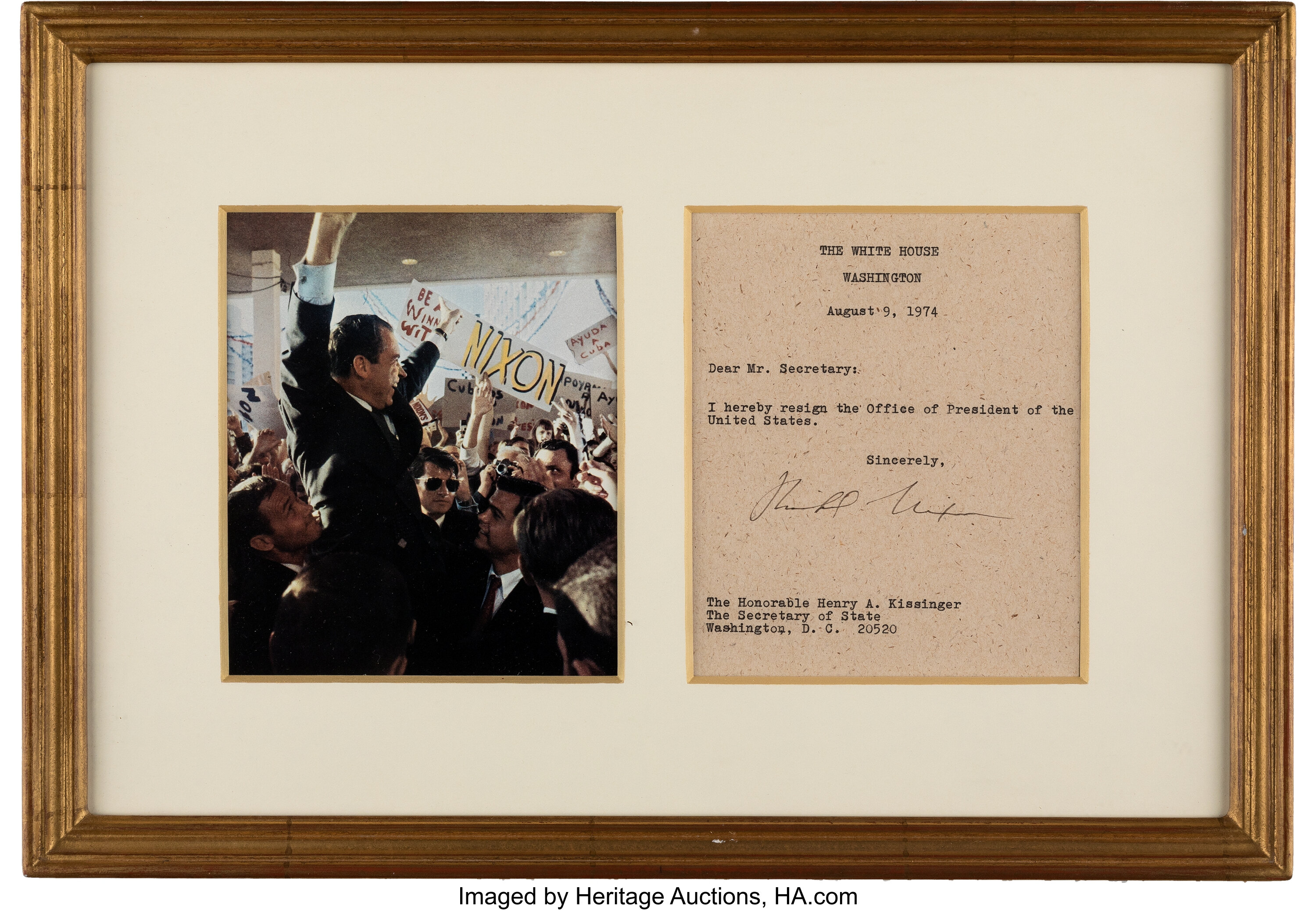 Richard Nixon Signed Souvenir Resignation Letter Political 3d Lot 43473 Heritage Auctions