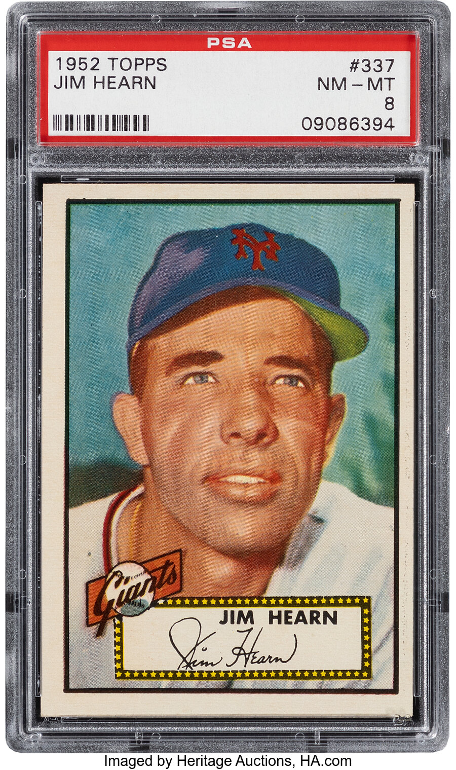 1952 Topps Jim Hearn #337 PSA NM-MT 8 - Only One Higher