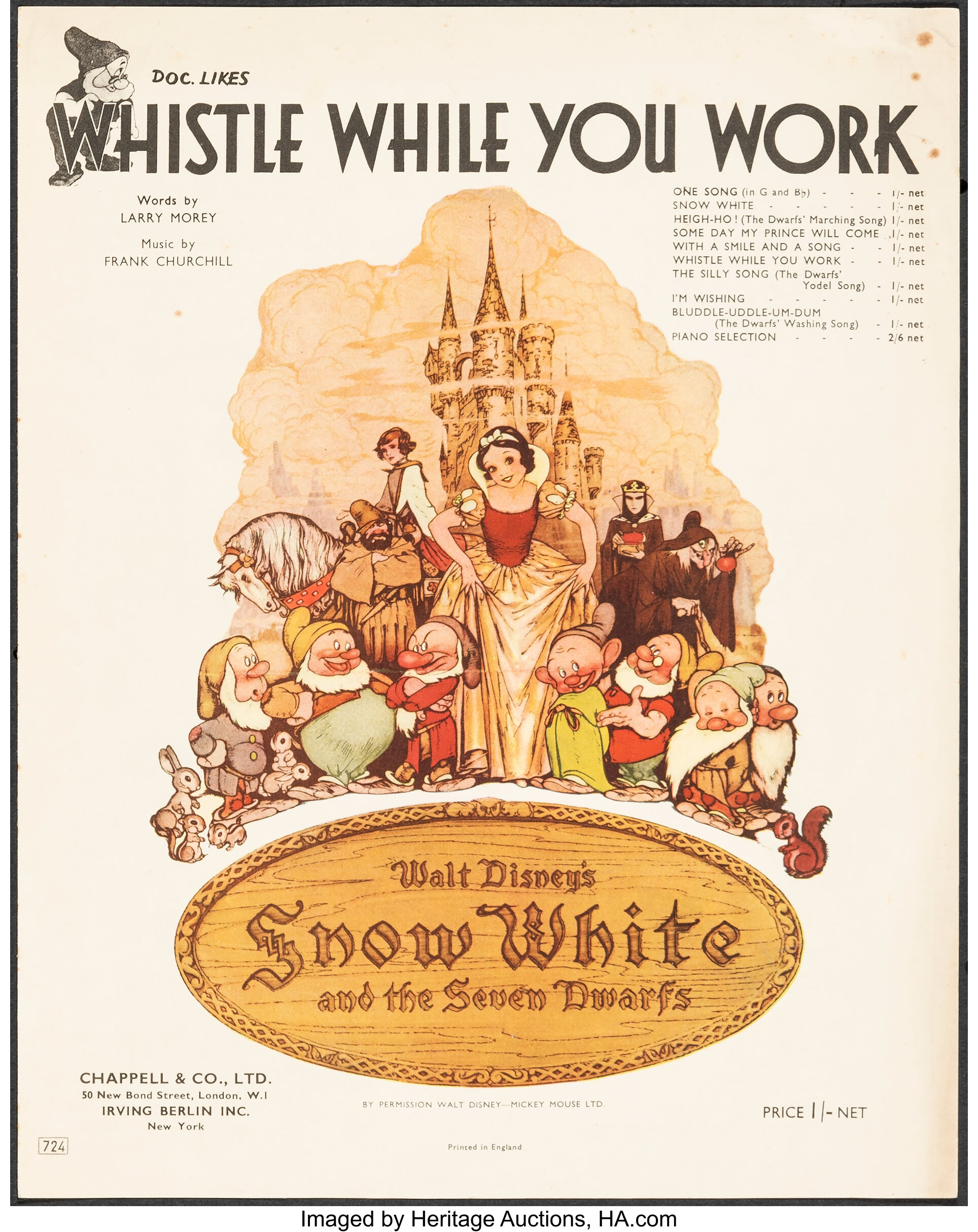 Snow White and the Seven Dwarfs (RKO, 1937). Very Fine-. British ...