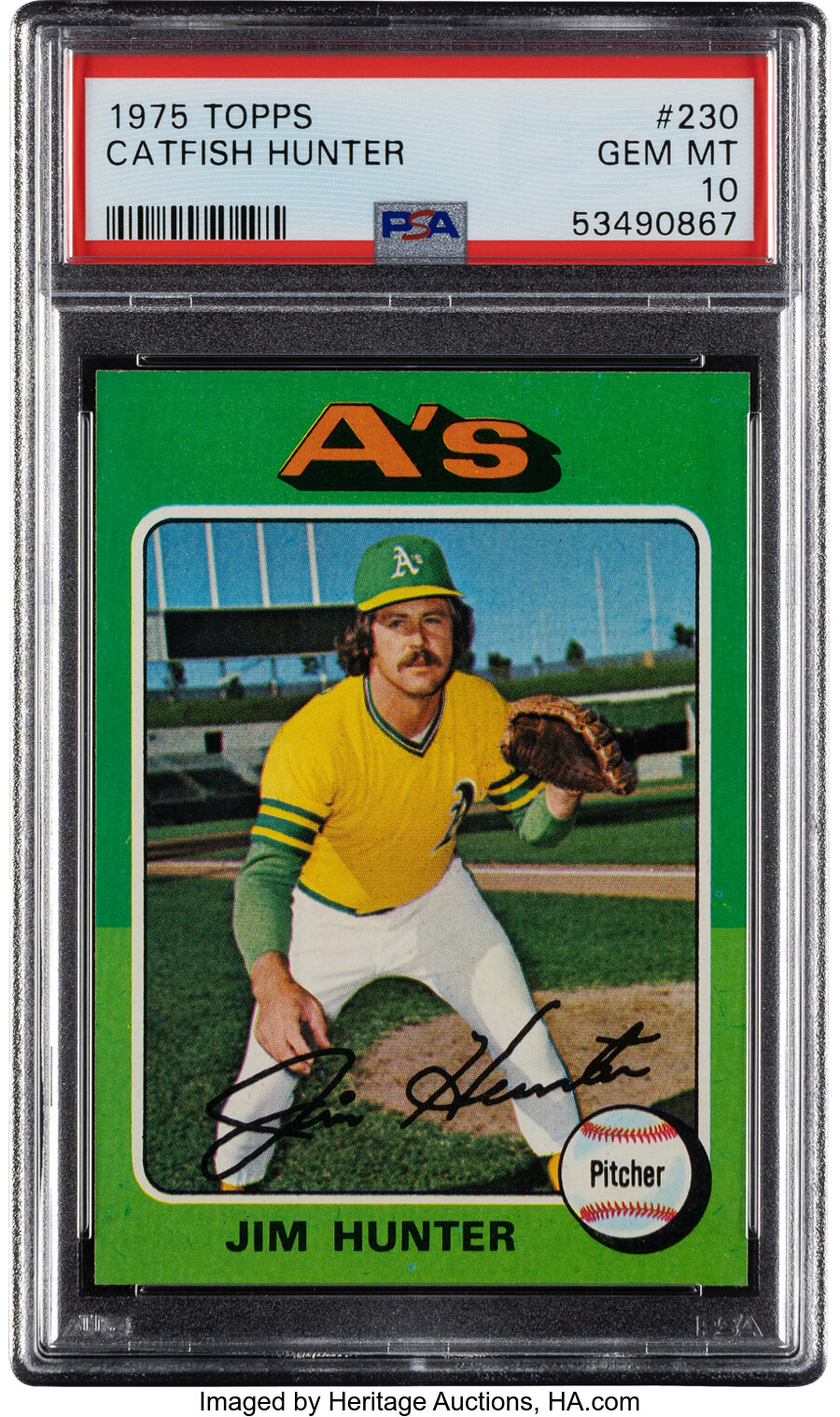 1975 Topps Catfish Hunter #230 PSA Gem Mint 10 - Pop Three, None Higher!