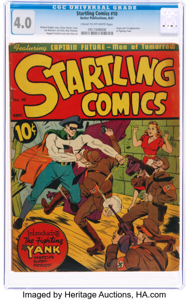 Golden Age (1938-1955):Superhero, Startling Comics #10 (Better Publications, 1941) CGC VG 4.0 Cream to off-white pages....